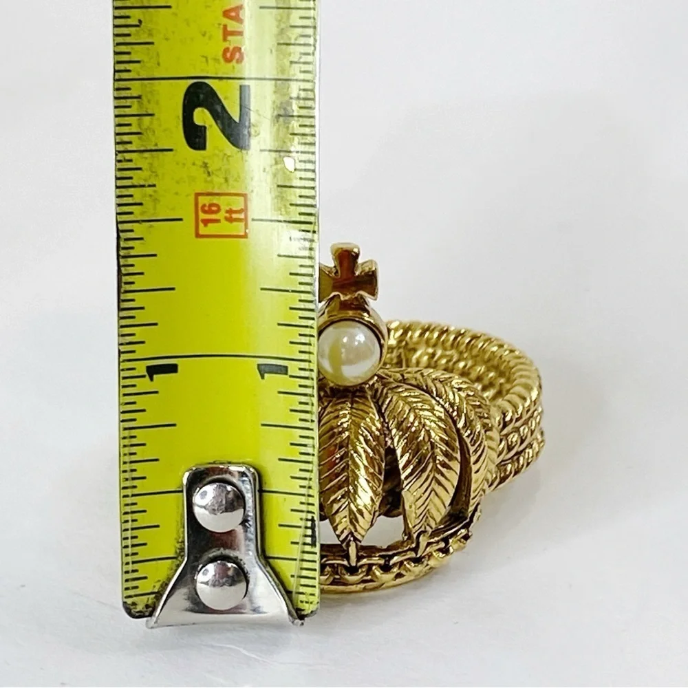 RJ Graziano Gold Crown Pearl Embellished Napkin Rings Set Of 4